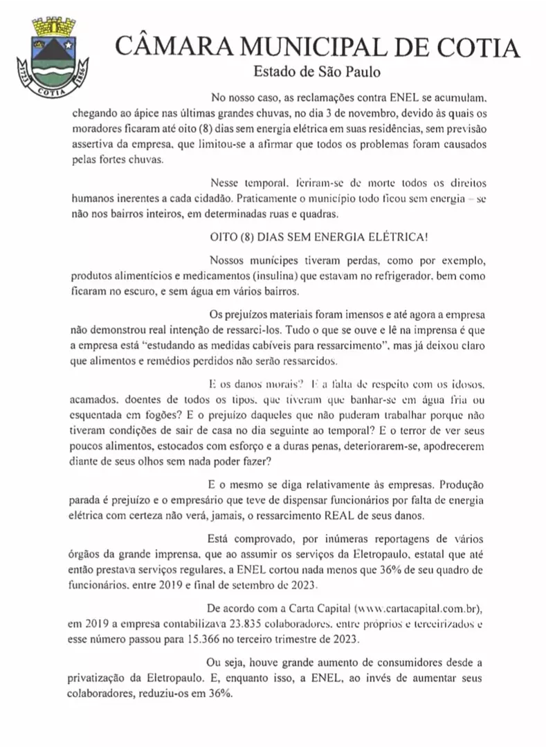 SÉRGIO FOLHA PROTESTA CONTRA A ENEL: “SERVIÇOS INEFICIENTES”